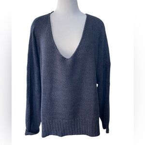 LUCKY BRAND Black V Neck Casual Oversized Longsleeve Sweater Size XL